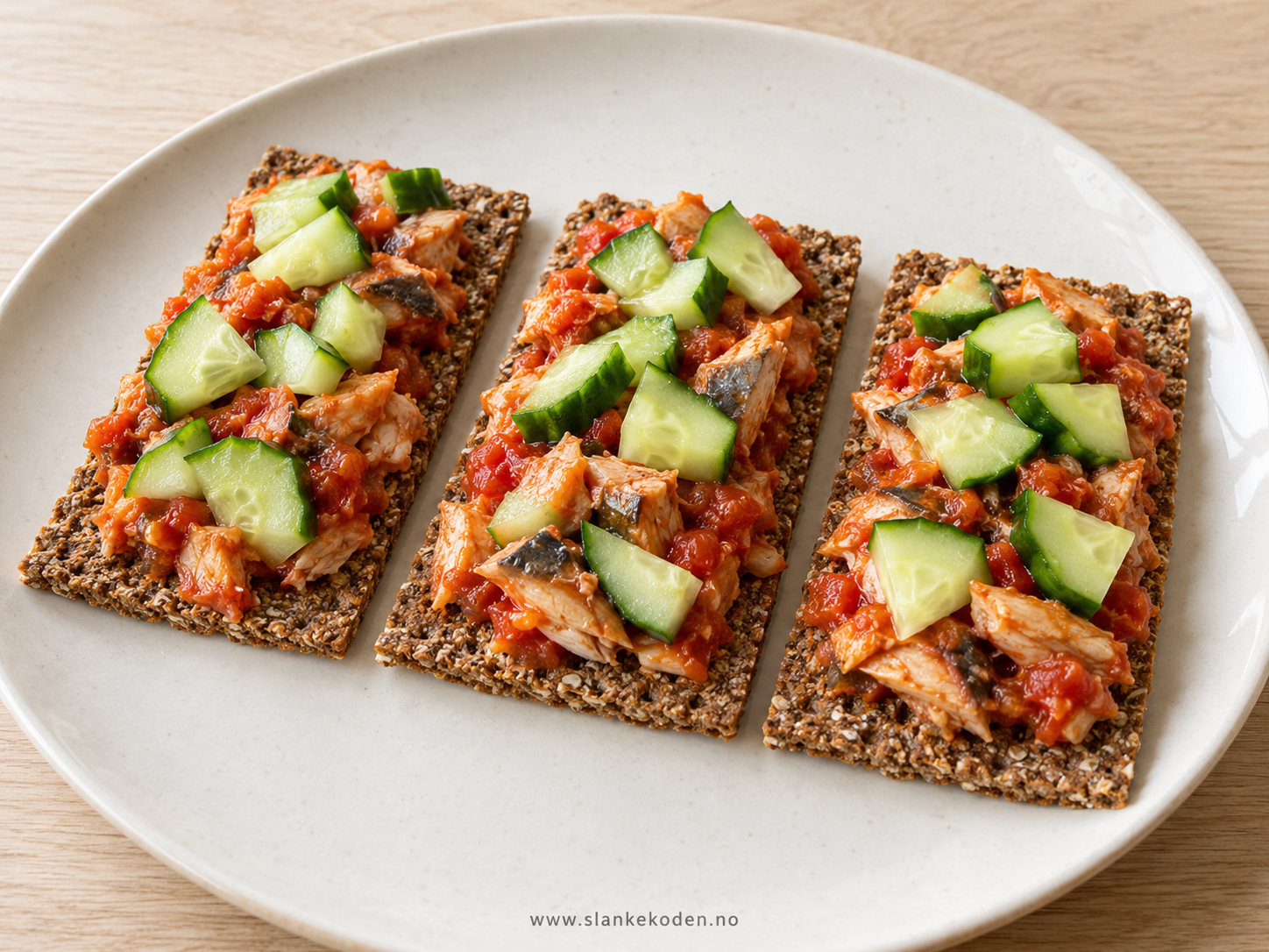 Sesamknekkebrød med makrell og agurk