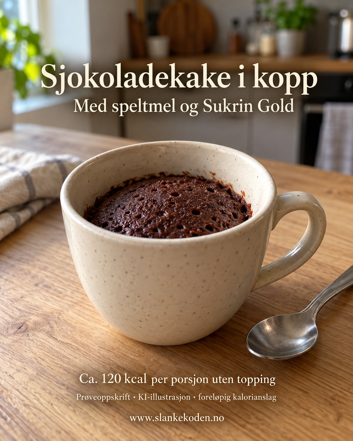 KI-illustrasjon av sjokoladekake i kopp