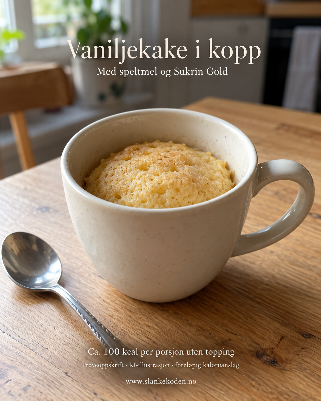 KI-illustrasjon av vaniljekake i kopp